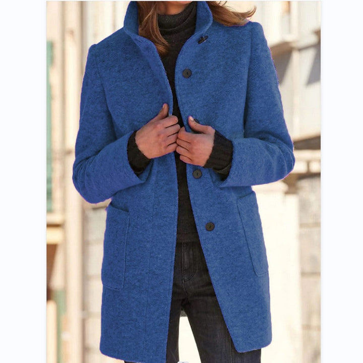 Vintora™ - Dames Retro-Geïnspireerde Lange Windjack met Knoopsluiting en Opstaande Kraag