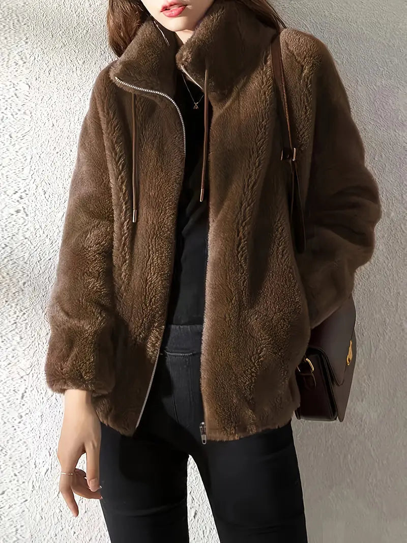 Maliza - Stylische Fleecejacke mit Kunstfell