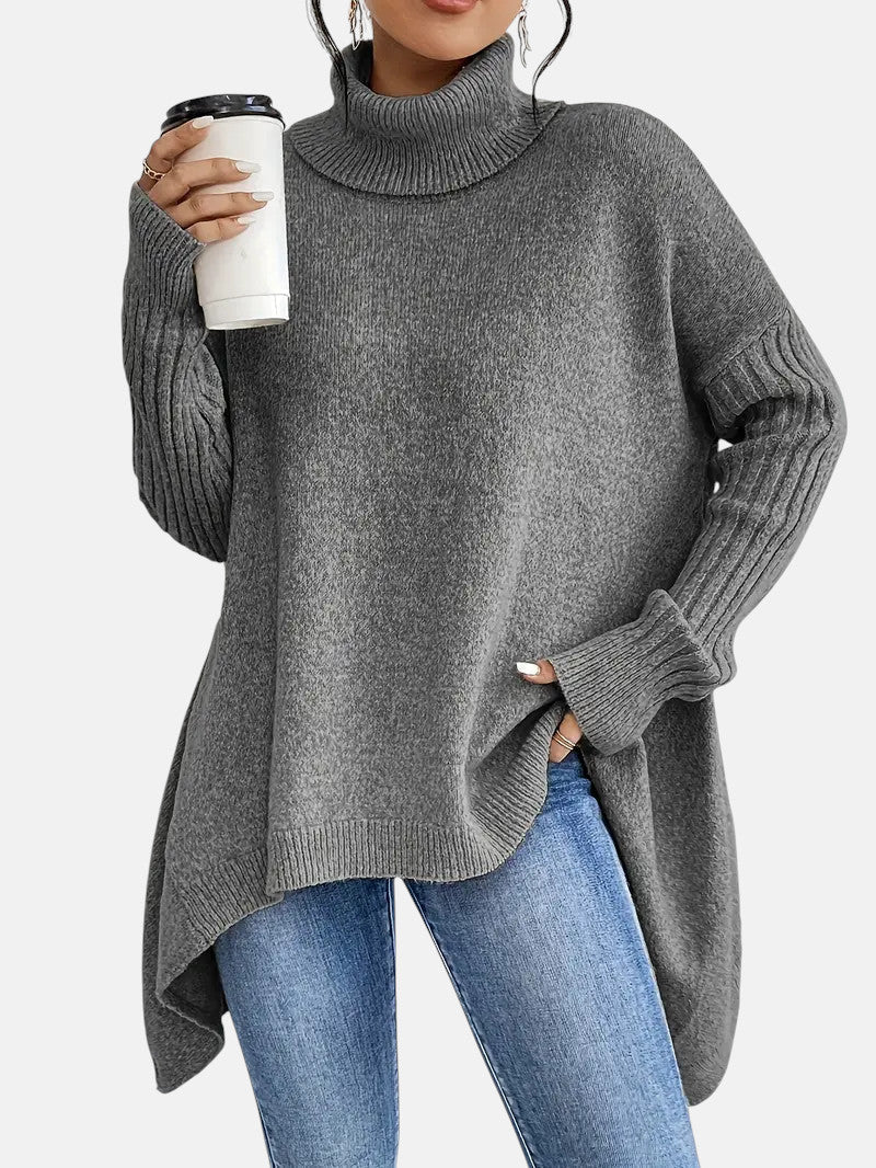 BRIGITTE – LANGER PULLOVER MIT KRAGEN