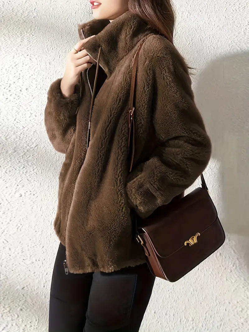 Maliza - Stylische Fleecejacke mit Kunstfell