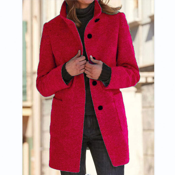 Vintora™ - Dames Retro-Geïnspireerde Lange Windjack met Knoopsluiting en Opstaande Kraag