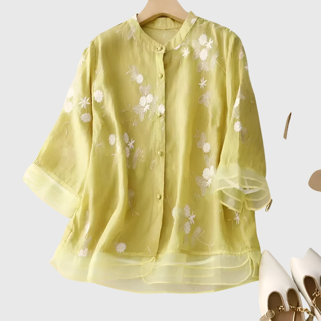 Nellie | Blouse with Embroidered Flowers