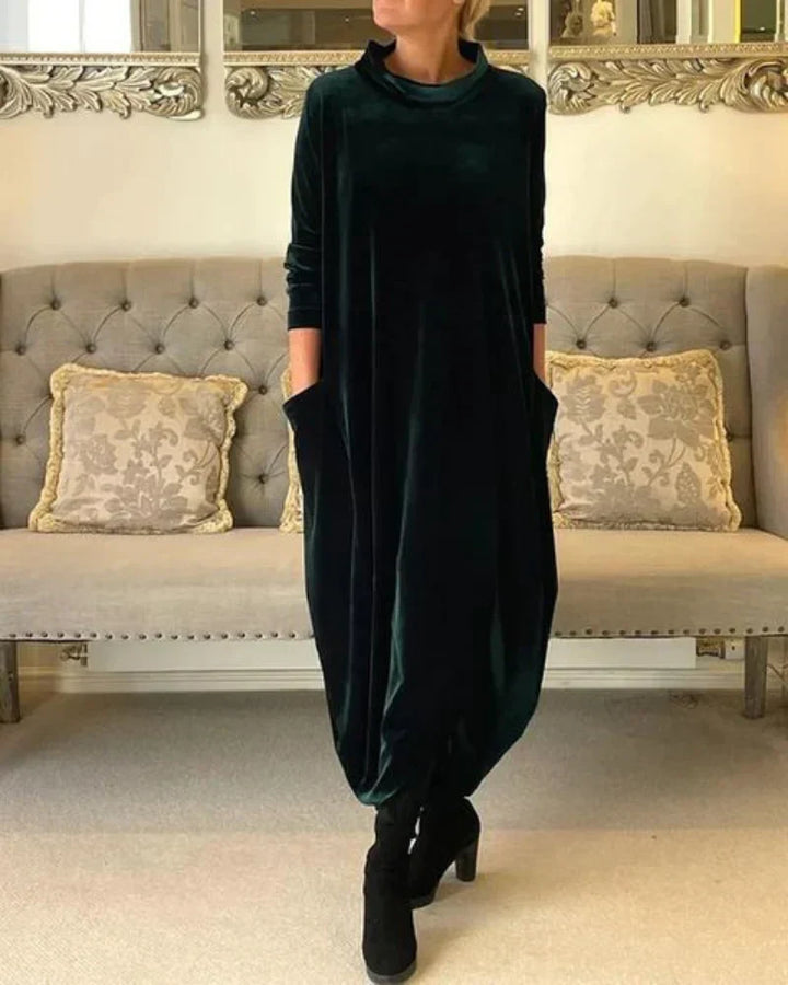 Elspeth | Lockeres, drapiertes Wintermaxikleid