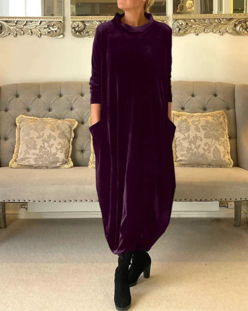 Elspeth | Lockeres, drapiertes Wintermaxikleid