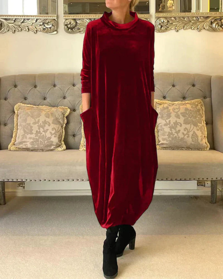 Elspeth | Lockeres, drapiertes Wintermaxikleid