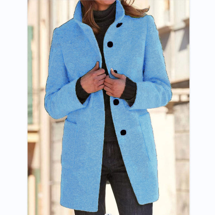 Vintora™ - Dames Retro-Geïnspireerde Lange Windjack met Knoopsluiting en Opstaande Kraag