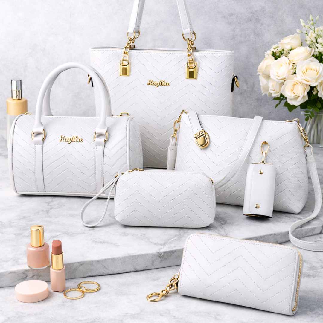 Amanda | Klassisches Set aus 6 PU-Lederhandtaschen