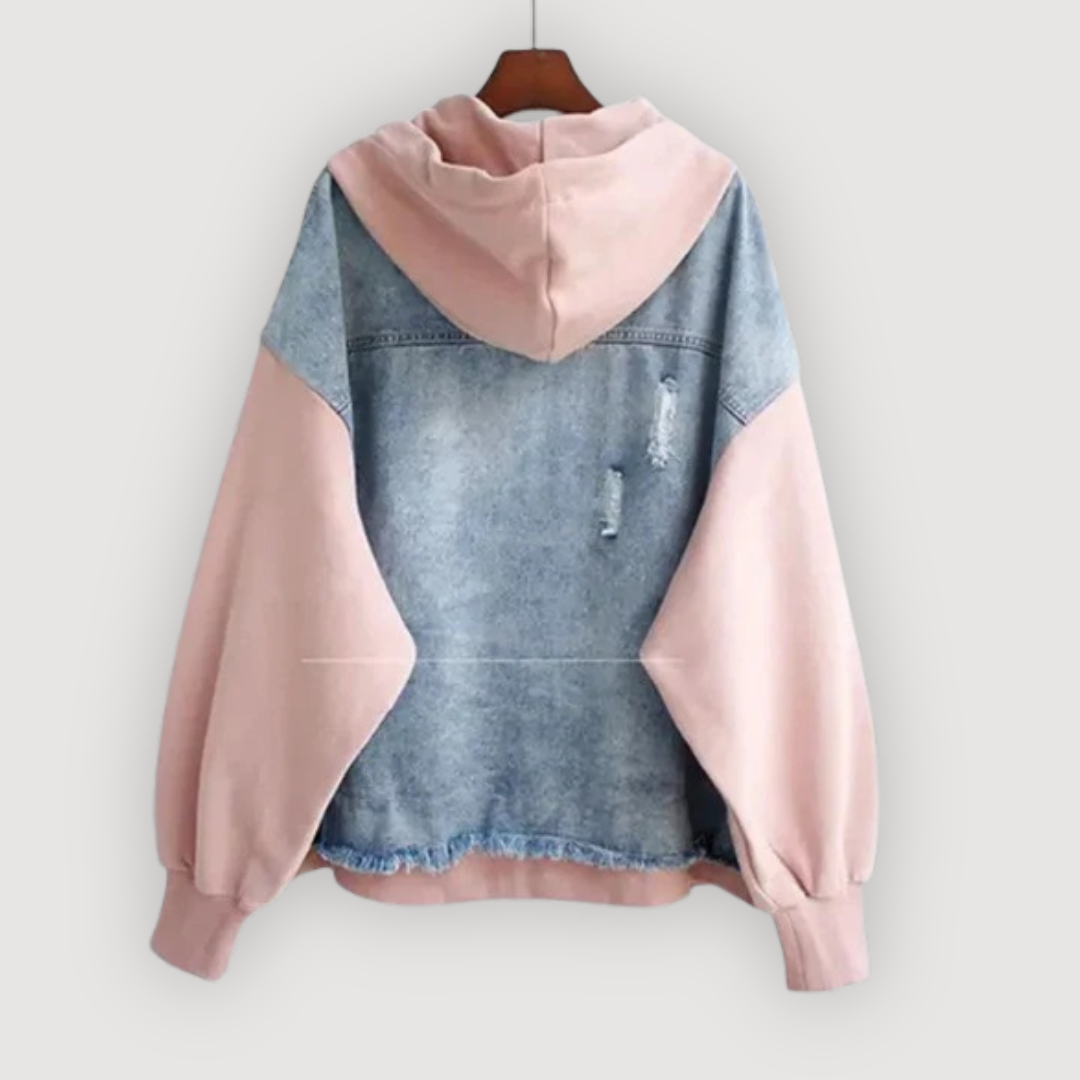 CELYN – Lässiges Denim-Hoodie-T-Shirt