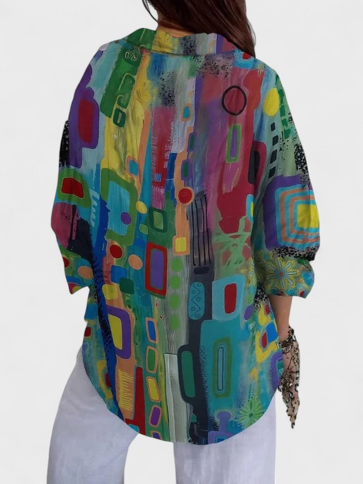 Rose | Blouse with a geometric pattern