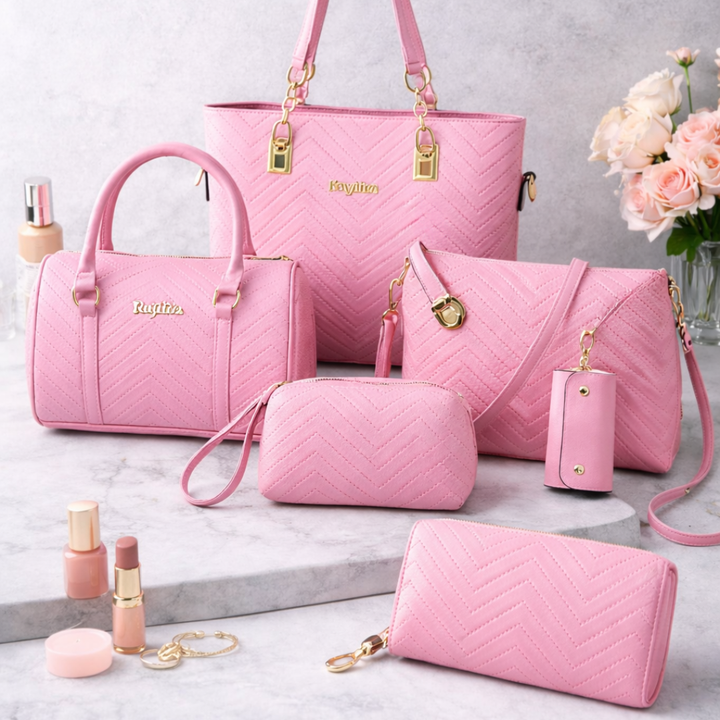Amanda | Klassisches Set aus 6 PU-Lederhandtaschen