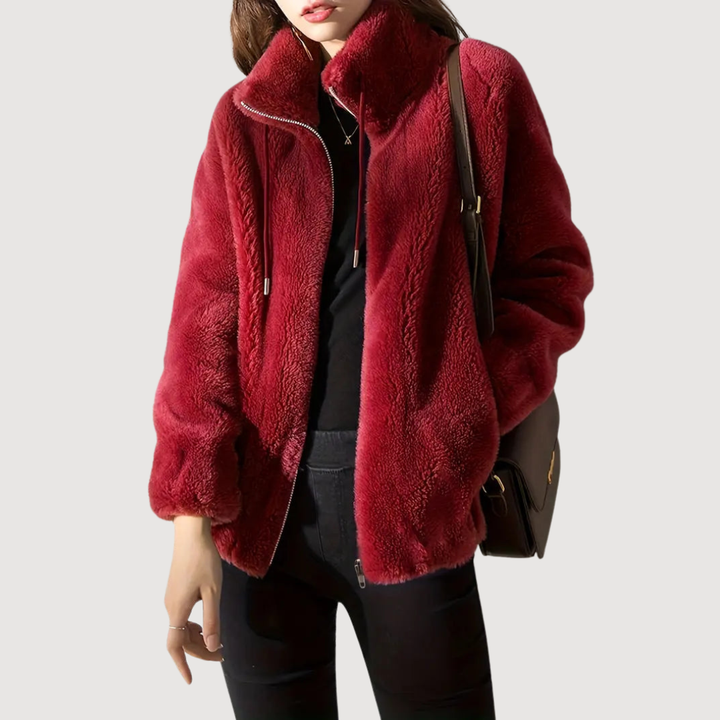 Maliza - Stylische Fleecejacke mit Kunstfell