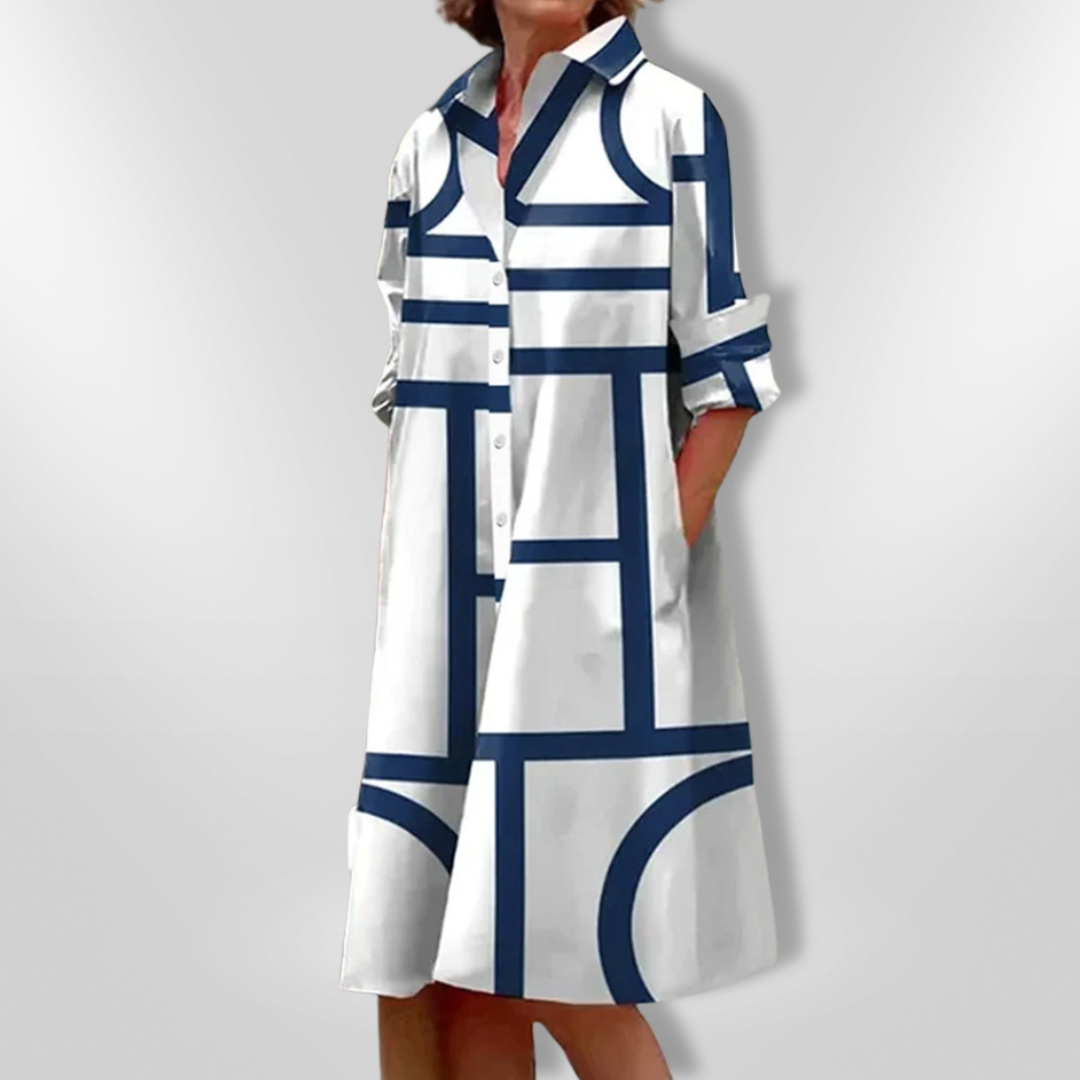HELEN™ | MIDI-KLEID MIT GEOMETRISCHEM MUSTER