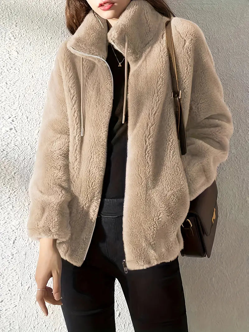 Maliza - Stylische Fleecejacke mit Kunstfell