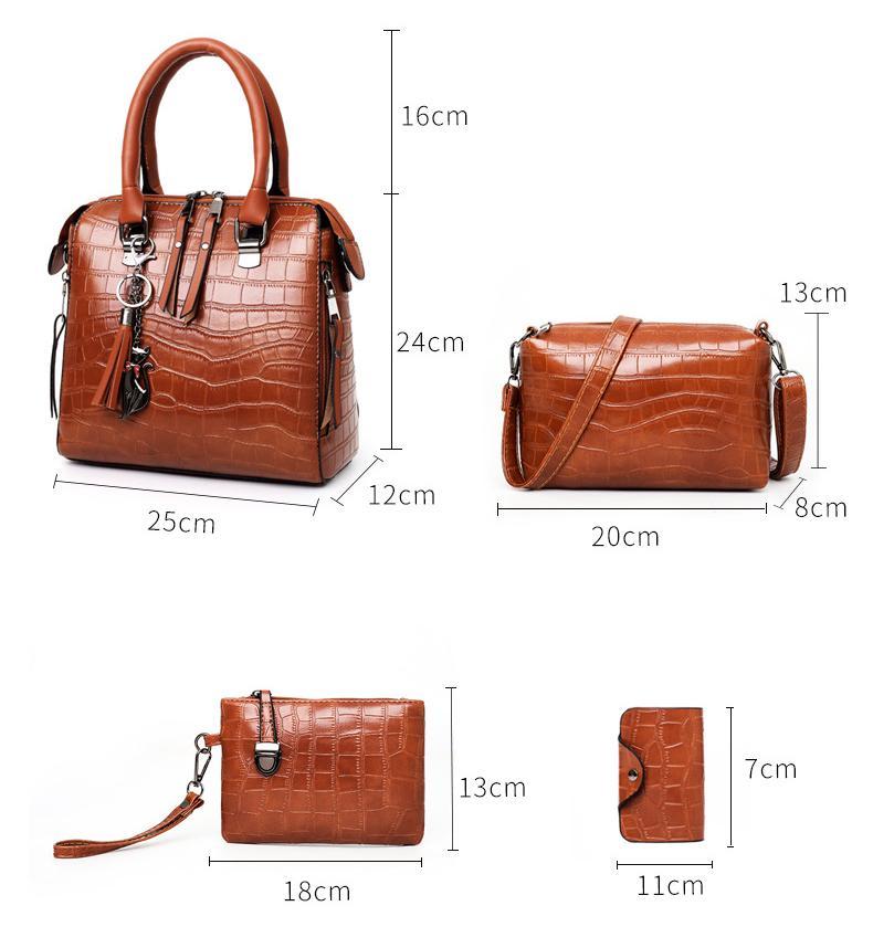 Palmer – Krokodillederoptik-Handtaschenset, 4-teilig