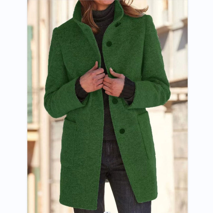 Vintora™ - Dames Retro-Geïnspireerde Lange Windjack met Knoopsluiting en Opstaande Kraag