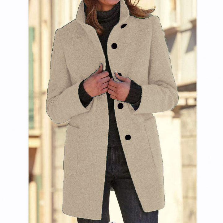 Vintora™ - Dames Retro-Geïnspireerde Lange Windjack met Knoopsluiting en Opstaande Kraag