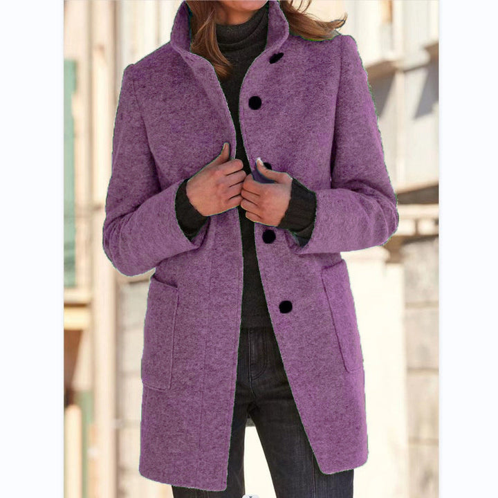 Vintora™ - Dames Retro-Geïnspireerde Lange Windjack met Knoopsluiting en Opstaande Kraag