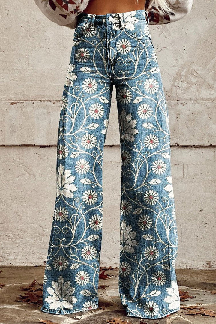 MARGHERITA | ELEGANTE BOHO-HOSE MIT BLUMENMUSTER
