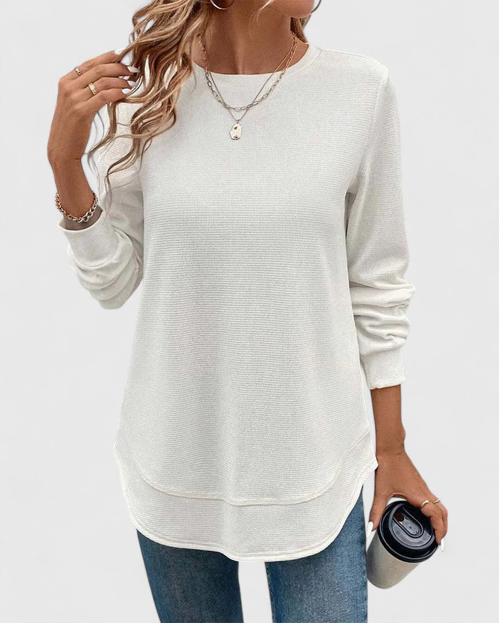 Nadyalyn | Elegantes Langarm-T-Shirt mit Rundhalsausschnitt