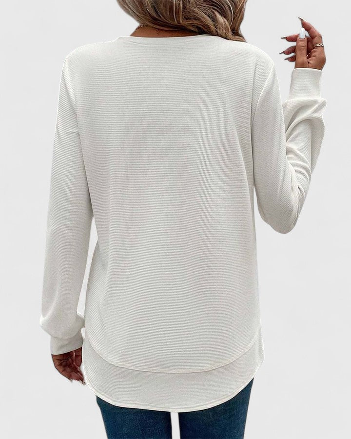 Nadyalyn | Elegantes Langarm-T-Shirt mit Rundhalsausschnitt