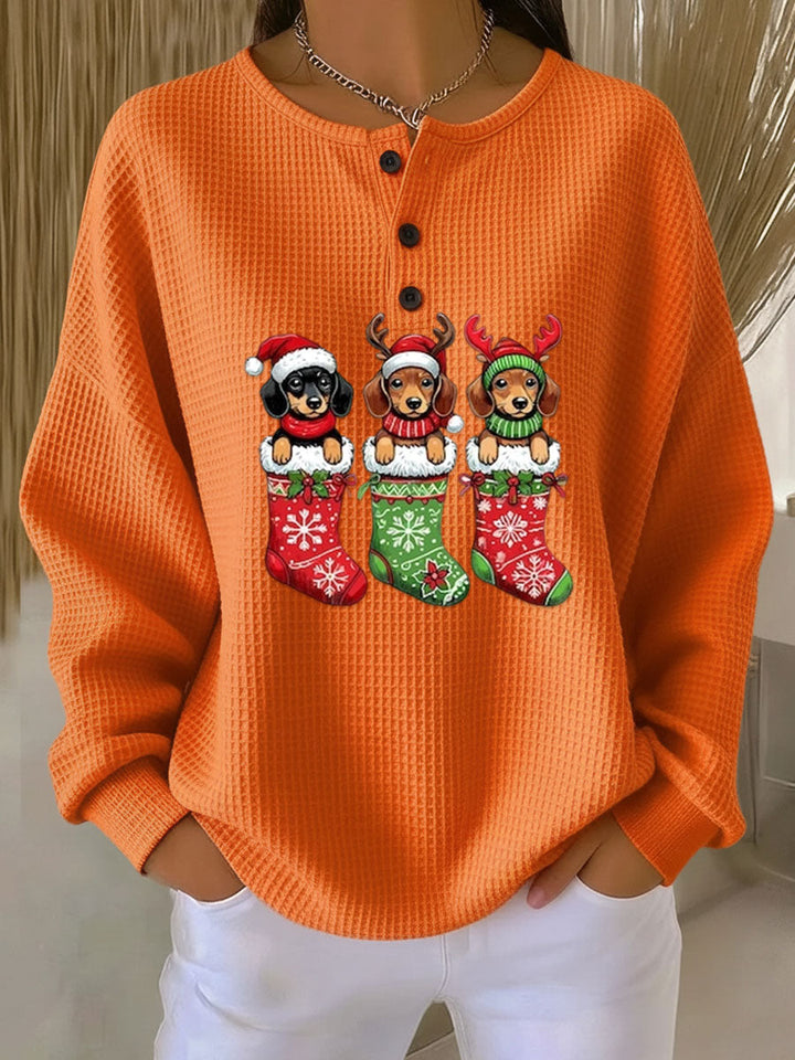 Grethe | Vintage Sweter Bożonarodzeniowy z Motywem Psa