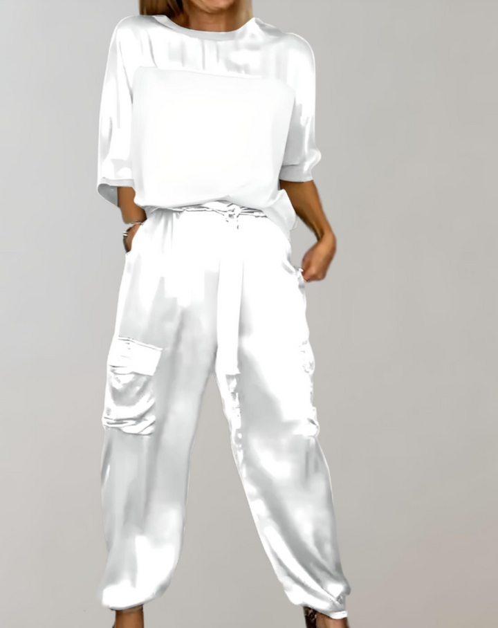 Finley – Seiden-Loungewear-Set mit Cargotaschen