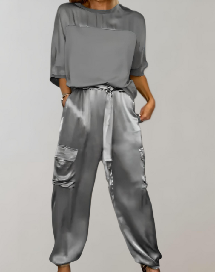Finley – Seiden-Loungewear-Set mit Cargotaschen