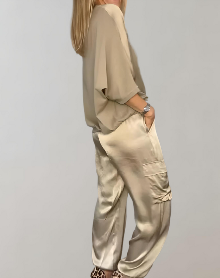Finley – Seiden-Loungewear-Set mit Cargotaschen