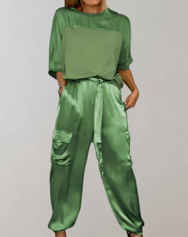Finley – Seiden-Loungewear-Set mit Cargotaschen