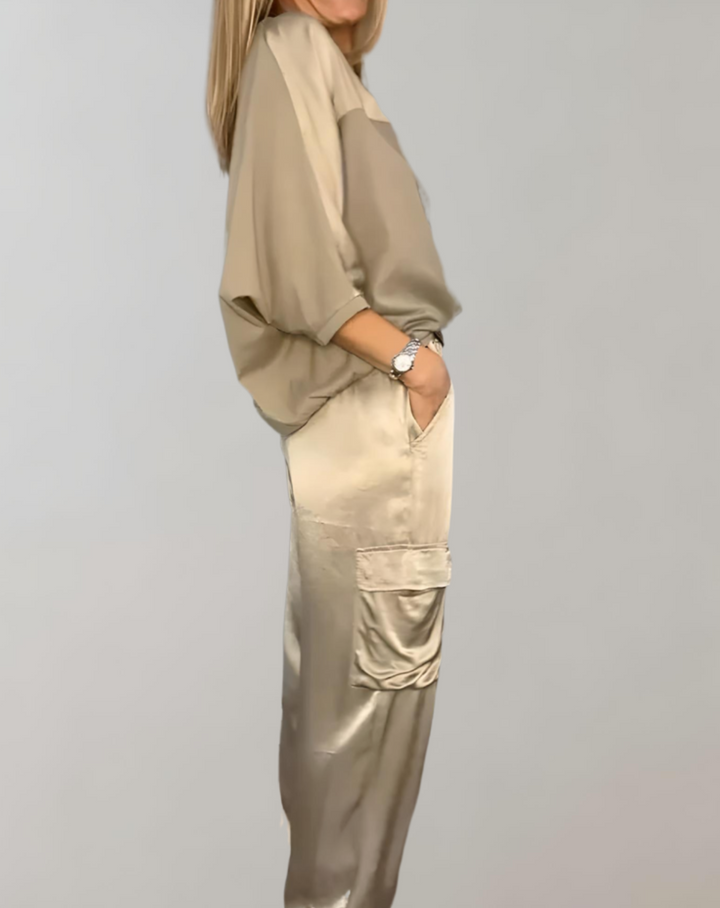 Finley – Seiden-Loungewear-Set mit Cargotaschen