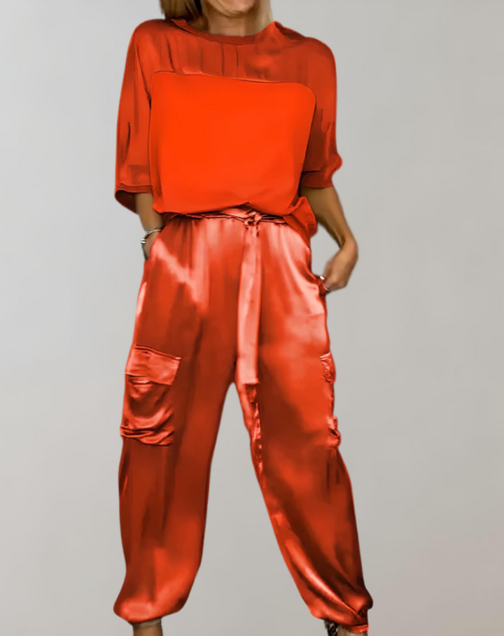 Finley – Seiden-Loungewear-Set mit Cargotaschen