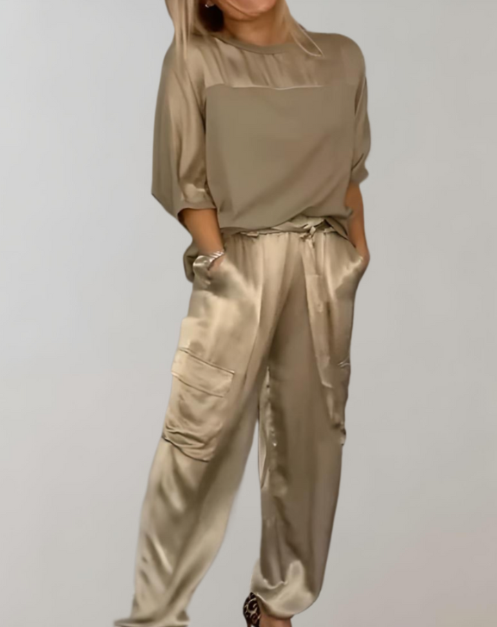 Finley – Seiden-Loungewear-Set mit Cargotaschen