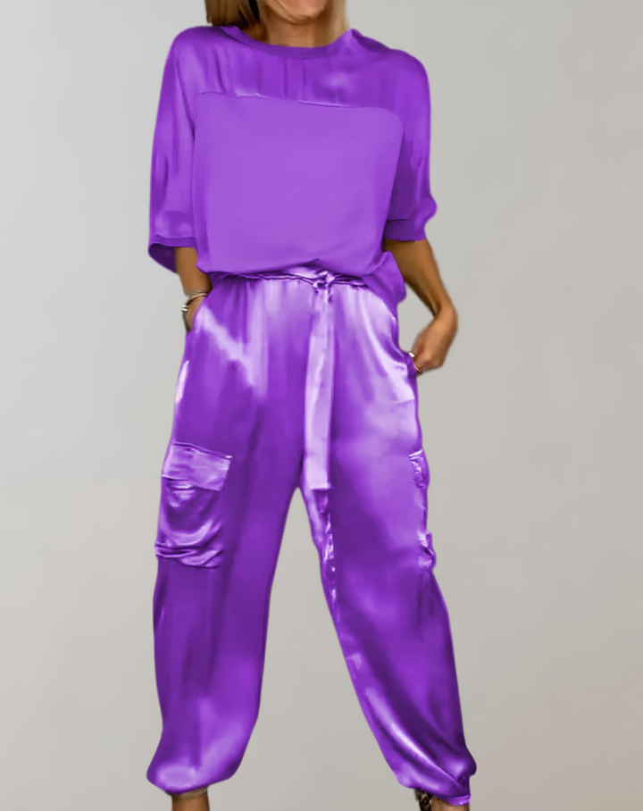 Finley – Seiden-Loungewear-Set mit Cargotaschen