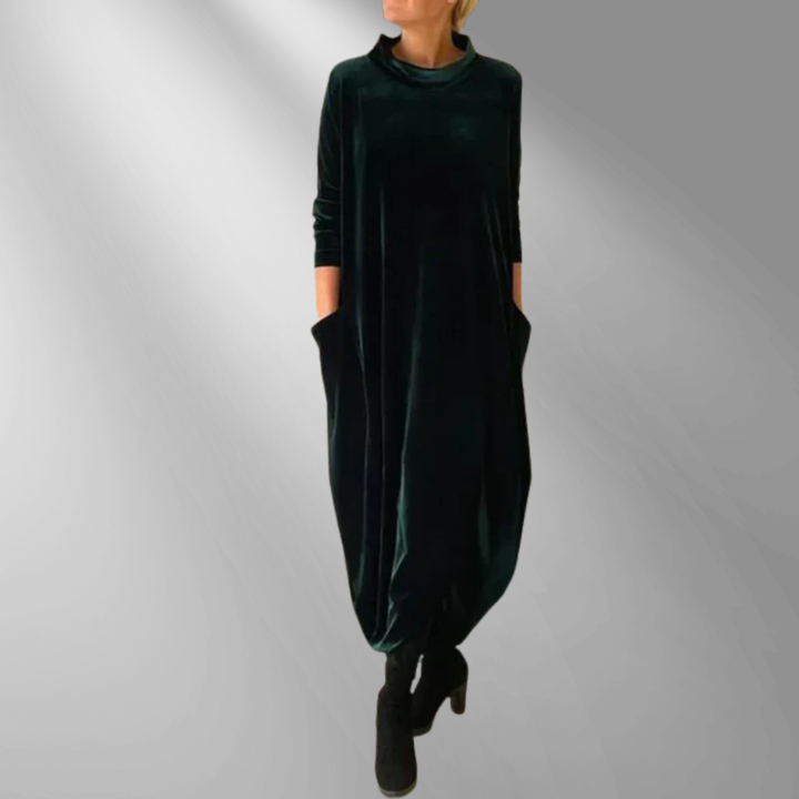 Elspeth | Lockeres, drapiertes Wintermaxikleid