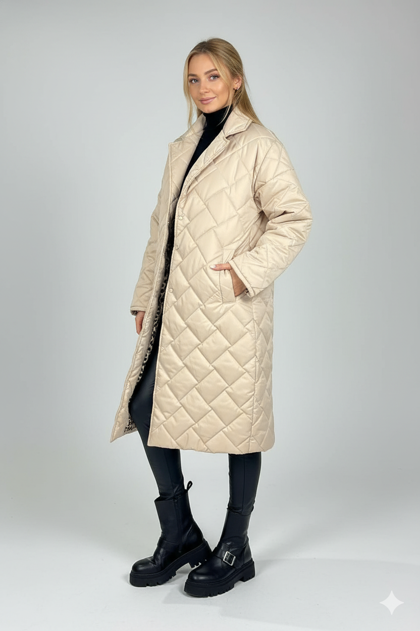 Emery™ | Stylowa kurtka w panterkę o średniej długości