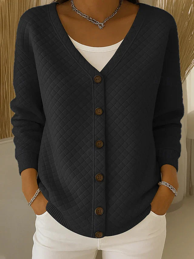 Janice | Texturierte Knopfstrickjacke