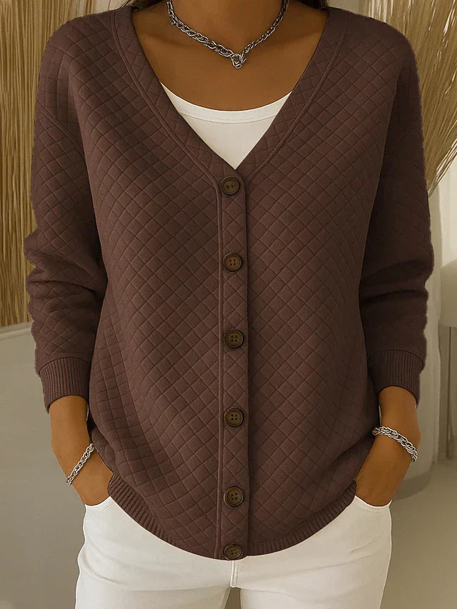Janice | Texturierte Knopfstrickjacke