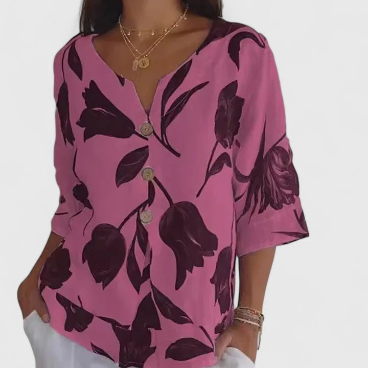 Isabel | Elegancka Bluzka w Kwiatowy Wzór