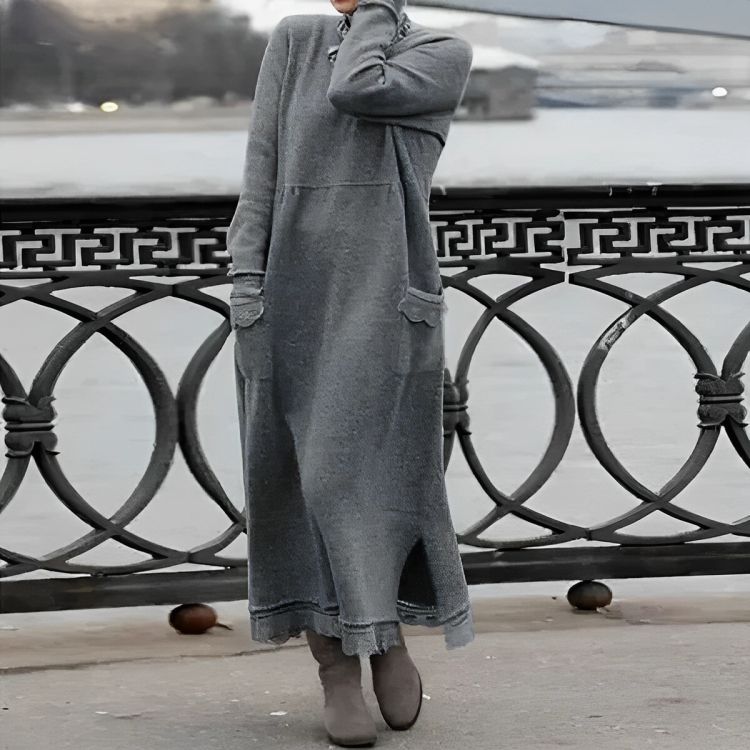 Maxi Mara Kleid – Gemütliches, langes Kleid mit langen Ärmeln für den Winter