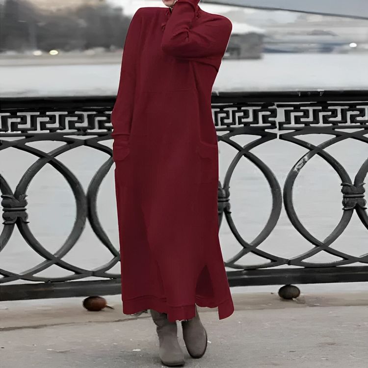 Maxi Mara Kleid – Gemütliches, langes Kleid mit langen Ärmeln für den Winter