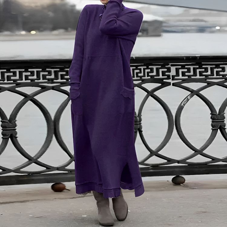 Maxi Mara Kleid – Gemütliches, langes Kleid mit langen Ärmeln für den Winter