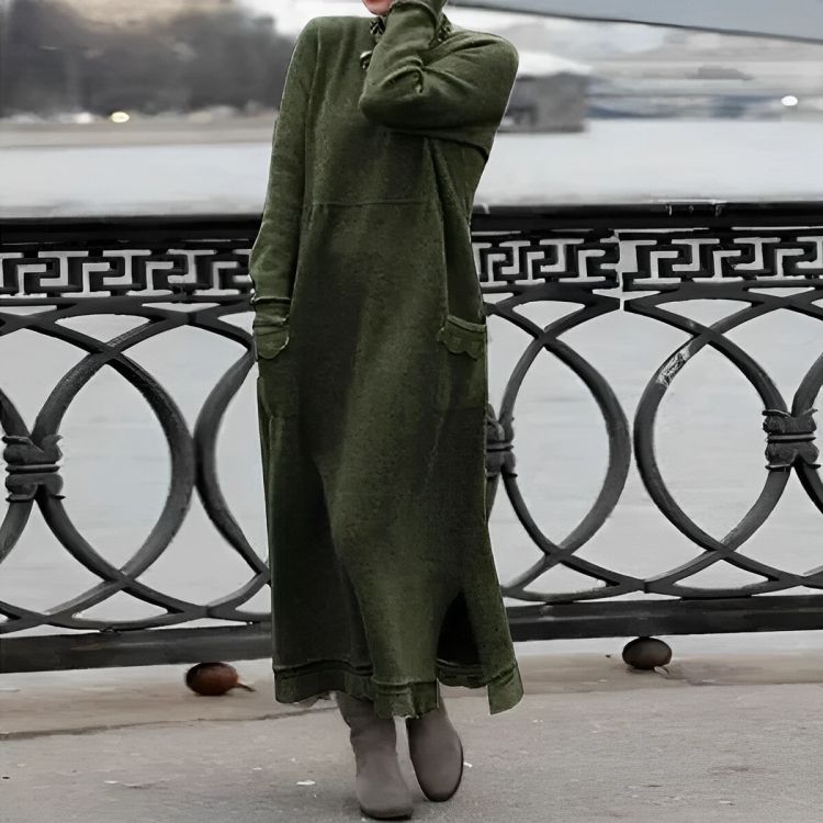 Maxi Mara Kleid – Gemütliches, langes Kleid mit langen Ärmeln für den Winter