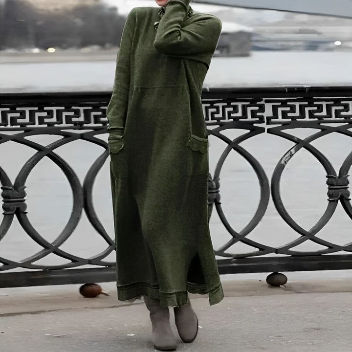 Maxi Mara Kleid – Gemütliches, langes Kleid mit langen Ärmeln für den Winter
