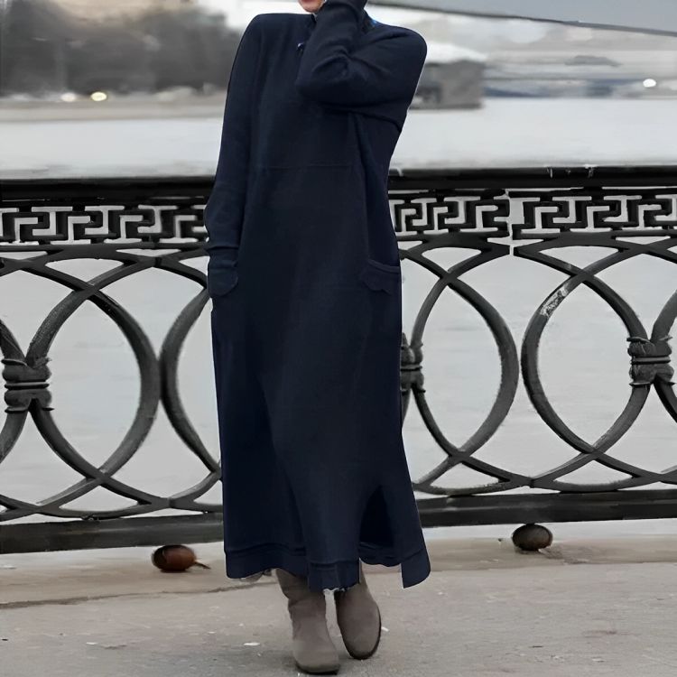 Maxi Mara Kleid – Gemütliches, langes Kleid mit langen Ärmeln für den Winter