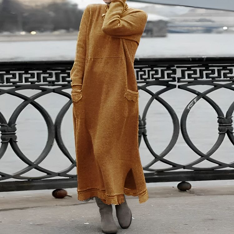 Maxi Mara Kleid – Gemütliches, langes Kleid mit langen Ärmeln für den Winter