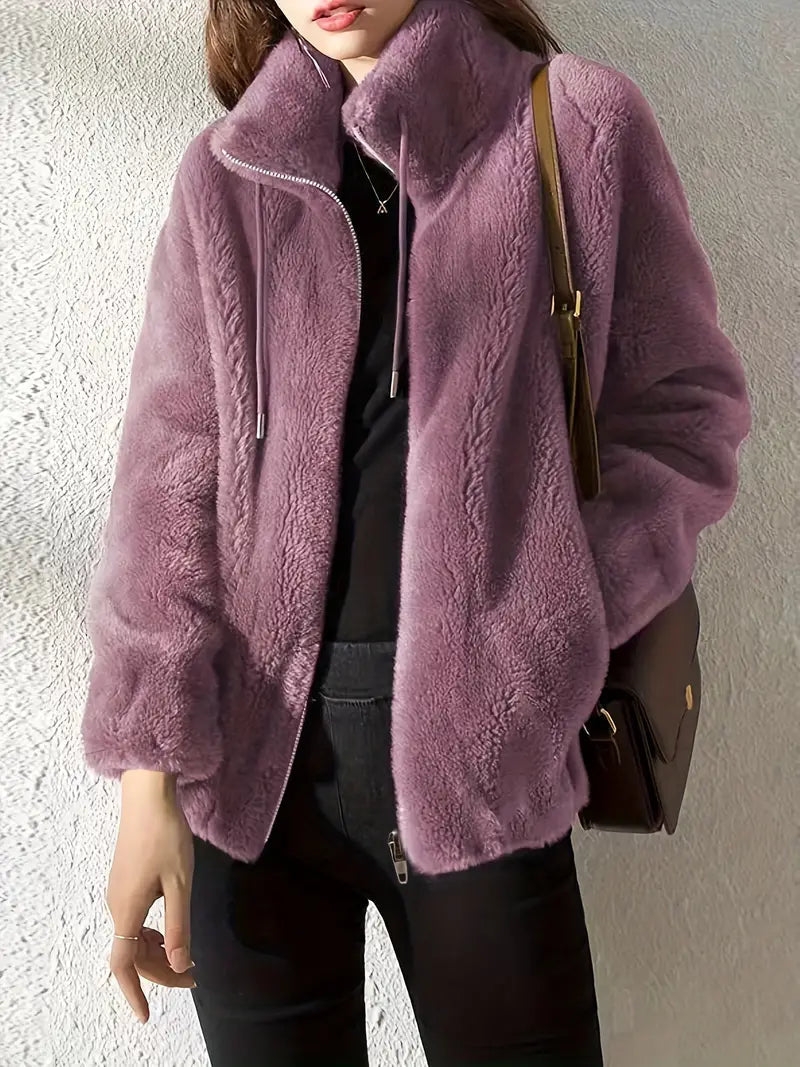 Maliza - Stylische Fleecejacke mit Kunstfell
