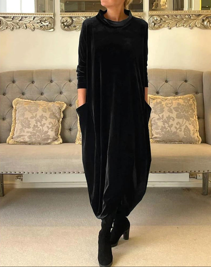 Elspeth | Lockeres, drapiertes Wintermaxikleid