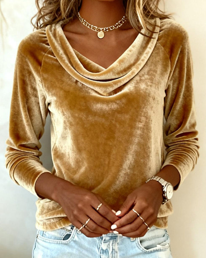 Margaret | Luxurious Velour Blouse with Scoop Neck