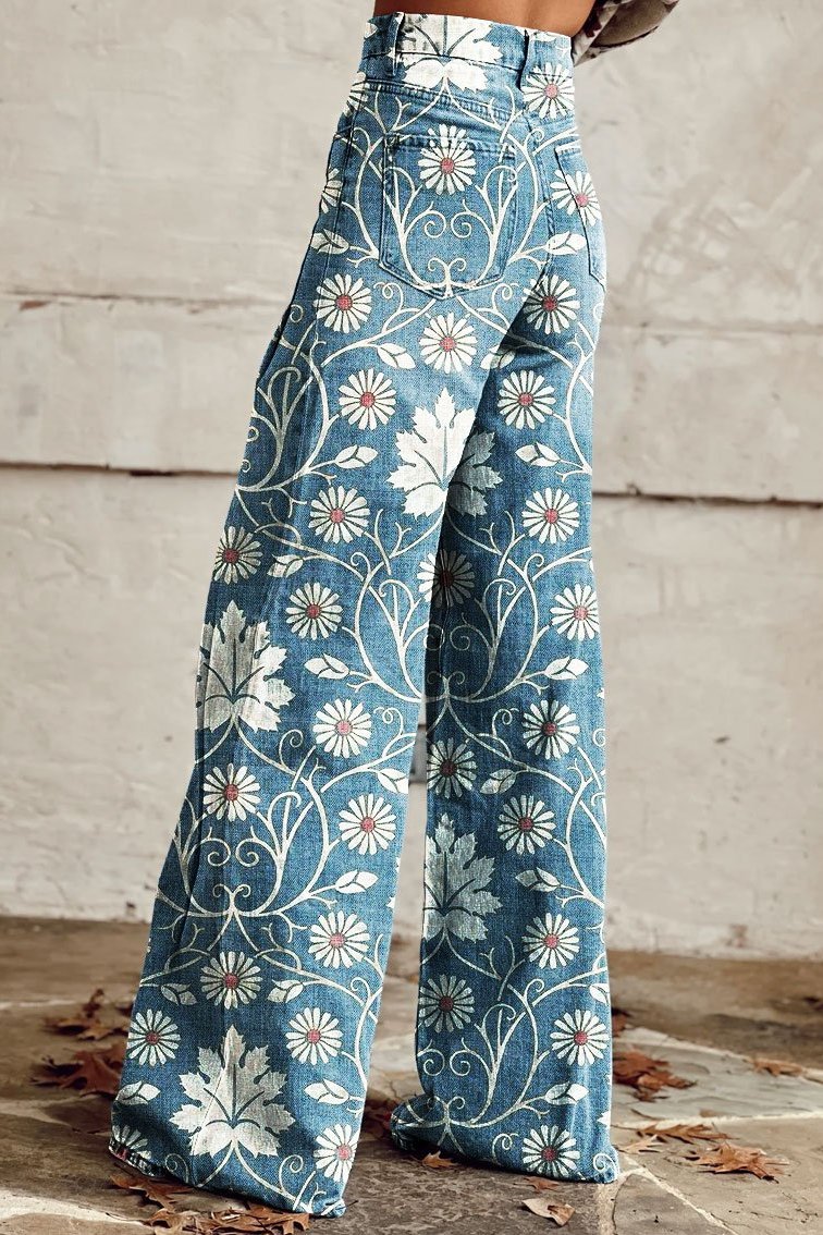 MARGHERITA | ELEGANTE BOHO-HOSE MIT BLUMENMUSTER