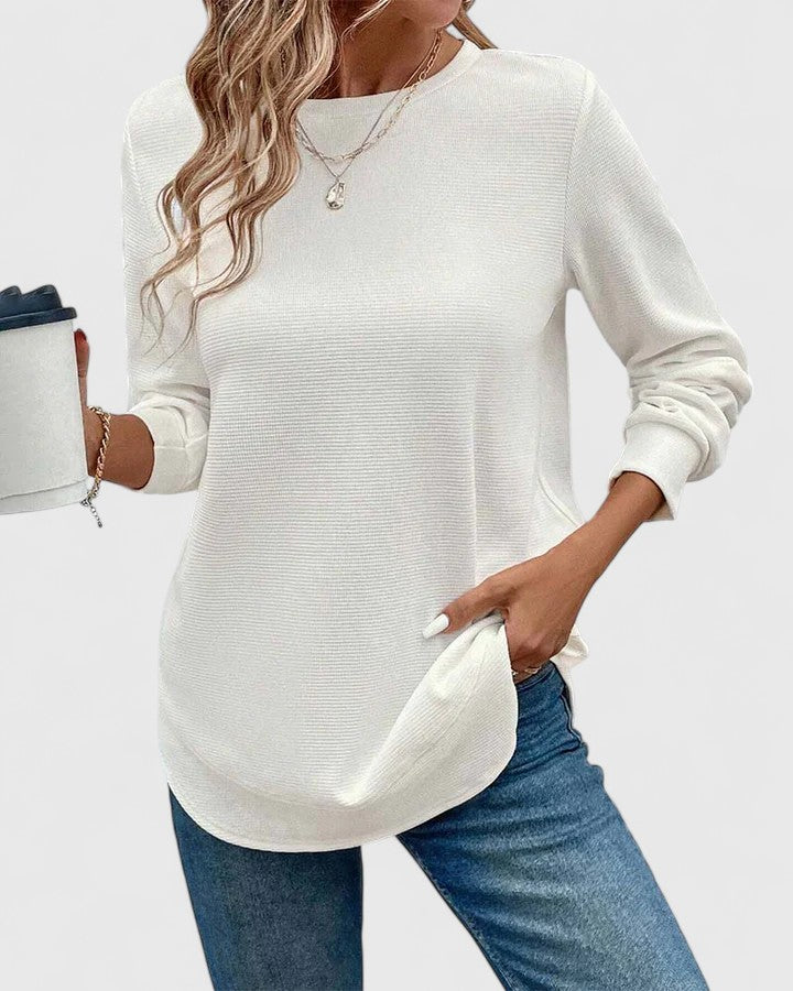 Nadyalyn | Elegantes Langarm-T-Shirt mit Rundhalsausschnitt